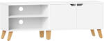 Brius Comoda tv 140 cm 2 usi raft reglabil pana la 65 inch, 40x140x50 cm, design modern, alb (EZ-LTV027T46) Comoda