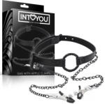 INTOYOU szilikon O-ring szájfeszítő mellcsipeszekkel - vegán bőr