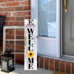 Deconline Crafts Egyedi Tábla Welcome felirattal virágos, 60 cm, akasztható (DO120005)