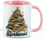 Deconline Crafts Karácsonyi bögre "Merry Bookmas" 330 ml kerámia Rózsaszín Full HD (DO129201-PINK-MUG)