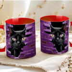 Deconline Crafts Halloween mintás bögre HD "Black Cat" red (DO126116-RED-MUG)