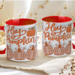 Deconline Crafts Őszi mintás bögre 3D pufi hatású "Hey Pumpkin" red (DO126110-RED-MUG)