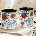 Deconline Crafts Apák napi bögre "Super Dad, Max 5 gyerek" Személyre szabható, fekete, kerámia (DO133013-BLACK-MUG)