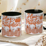 Deconline Crafts Őszi mintás bögre 3D pufi hatású "Hey Pumpkin" fekete (DO126110-BLACK-MUG)