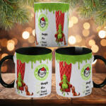 Deconline Crafts Grincses karácsonyi bögre "Merry Grinchmas" pufi hatású fekete bögre (DO129210-BLACK-MUG)