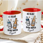 Deconline Crafts Apák napi bögre "Első apák napja" Személyre szabható, piros, kerámia (DO133020-RED-MUG)