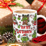Deconline Crafts Grincses karácsonyi bögre "Baby Grinch" 3d hatás (DO129180-Ceramic-Mug)