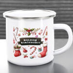 Deconline Crafts Egyedi neves karácsonyi bögre "Candy Christmas" 360 ml zománcozott fém Full HD (DO129196-ALU-MUG)