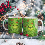 Deconline Crafts Grincses karácsonyi bögre "Green Grinch" pufi hatású (DO129208-CERAMIC-MUG)
