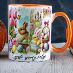 Deconline Crafts Húsvéti bögre "Retro Húsvét" egyedi felirattal, narancssárga, kerámia (DO133003-ORANGE-MUG)
