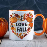 Deconline Crafts Őszi mintás bögre ""Love fall" Narancssárga (DO126178-6-ORANGE-MUG)