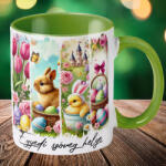 Deconline Crafts Húsvéti bögre "Retro Húsvét" egyedi felirattal, zöld, kerámia (DO133003-GREEN-MUG)