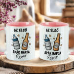 Deconline Crafts Apák napi bögre "Első apák napja" Személyre szabható, rózsaszín, kerámia (DO133020-PINK-MUG)