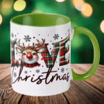 Deconline Crafts Karácsonyi bögre "Love Christmas" 330 ml kerámia Zöld Full HD (DO129186-GREEN-MUG)