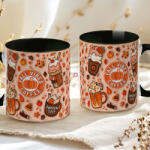 Deconline Crafts Őszi mintás bögre 3D pufi hatású "Fall vibes Coffe" fekete (DO126126-BLACK-MUG)