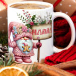 Deconline Crafts Egyedi neves karácsonyi bögre "Rózsaszín karácsonyi manó" 330 ml kerámia Full HD (DO129204-CERAMIC-MUG)