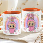 Deconline Crafts Egyedi neves "Labubu Rainbow" bögre személyre szabható narancssárga (DO69364-ORANGE-MUG)