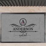 Deconline Crafts Lábtörlő egyedi névvel 60x40 cm szürke Családneves, monogramos (DO131001)