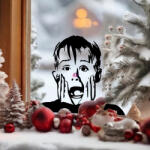 Deconline Crafts XL Karácsonyi ablakdekor Reszkessetek betörők Kevin 48 cm, fekete + Ajándék Boldog karácsonyt felirat (DO11022-50-BK)