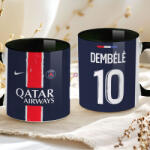 Deconline Crafts Prémium PSG Bögre személyre szabható, egyedi névvel 330ml Fekete bögre "Home kit (DO69357-BLACK-MUG)
