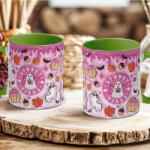 Deconline Crafts Őszi mintás bögre 3D pufi hatású "Spooky vibes" zöld (DO126121-GREEN-MUG)
