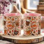 Deconline Crafts Őszi mintás bögre 3D pufi hatású "Fall vibes Coffe" rózsaszín (DO126126-PINK-MUG)