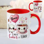 Deconline Crafts Szerelmes bögre "Te vagy a cukor a teámba" egyedi névvel, piros, kerámia (DO133010-RED-MUG)