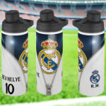 Deconline Crafts Real Madrid fém kulacs egyedi névvel és számmal 750 ml "ZIPPER (DO69360-RM-BOTTLE-750)