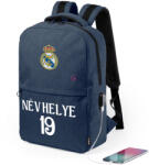 Deconline Crafts Real Madrid Iskolatáska, USB-s, személyre szabható egyedi névvel és számmal, Sötétkék (6451-NAVY-RM)