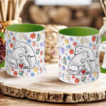 Deconline Crafts Ajándék bögre "Medve család, Max 5 gyerek" Személyre szabható, zöld, kerámia (DO133019-GREEN-MUG)