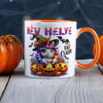 Deconline Crafts Egyedi neves Halloweeni bögre Cuki Unikornisos, személyre szabható 330 ml Narancssárga (DO126188-ORANGE-MUG)