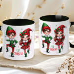 Deconline Crafts Karácsonyi bögre "Elf Brigád" 330 ml kerámia fekete Full HD (DO129193-BLACK-MUG)