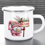 Deconline Crafts Egyedi neves karácsonyi bögre "Rózsaszín karácsonyi manó" 360 ml zománcozott fém Full HD (DO129204-ALU-MUG)