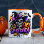 Deconline Crafts Halloween mintás bögre "Spooky csontváz" Narancssárga (DO126178-13-ORANGE-MUG)