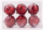 QX-IMP Piros Karácsonyfagömb dísz műanyag 8cm 6 db-os karácsonyfa gömb szett (050683)