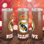 Deconline Crafts Prémium REAL MADRID Duplafalú termosz egyedi névvel 600 ml "Leather (DO59999-TUMBLER)