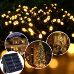 Koopman Jégcsap fényfüzér 480 LED-es melegfehér, Usb-vel tölthető, napelemes fényfüzér távirányítóval 7, 8 m (AEX100160)