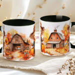 Deconline Crafts Őszi mintás bögre HD "Farmhouse" fekete (DO126115-BLACK-MUG)