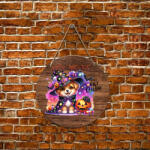 Deconline Crafts XL Halloweeni FaTábla Cuki kutyusos, személyre szabható, akasztható többféle méret (DO126186-WOOD-CIRCLE)