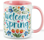 Deconline Crafts Húsvéti bögre "Welcome Spring" , rózsaszín, kerámia (DO133004-PINK-MUG)