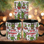 Deconline Crafts Grincses karácsonyi bögre "bébi Grincs" pufi hatású fekete bögre (DO129207-BLACK-MUG)