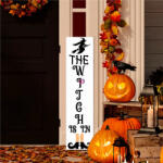 Deconline Crafts Halloweeni Tábla "witch is in" felirattal, 60 cm, akasztható (DO120026)