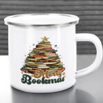Deconline Crafts Karácsonyi bögre "Merry Bookmas" 360 ml zománcozott fém Full HD (DO129201-ALU-MUG)