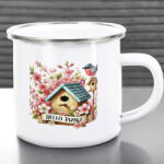 Deconline Crafts Húsvéti zománcozott bögre "Helló Tavasz" egyedi felirattal fém (DO133005-ALU-MUG)