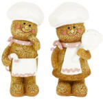 Decoration & Design Mézeskalács figura fiú, lány szakácssapkában, köténnyel álló poly 3, 2x3x8 cm barna, fehér 2 féle (DD69726)