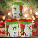 Deconline Crafts Grincses karácsonyi bögre "Merry Grinchmas" pufi hatású piros bögre (DO129210-RED-MUG)