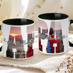 Deconline Crafts Apák napi bögre "APA fényképes, 1-5 névvel" Személyre szabható, fekete, kerámia (DO133016-BLACK-MUG)