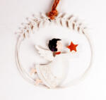 QX-IMP Angyal koszorúban karácsonyfadísz 14 cm fehér, fém (061328)