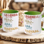 Deconline Crafts Apák napi bögre "Legenda nagyapa" Személyre szabható, zöld, kerámia (DO133017-GREEN-MUG)