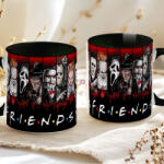 Deconline Crafts Halloween mintás bögre "Friends" Horror karakterekkel fekete (DO126132-BLACK-MUG)